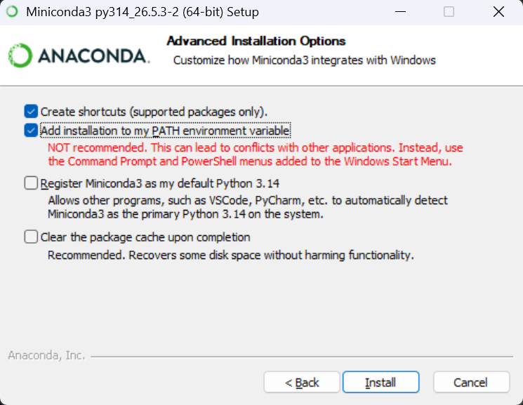 安装选择